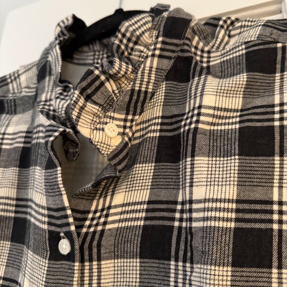 Plaid Flannel Shirt with Ruffle Collar - Banana Republic Factory - Size M - Picture 3 of 6